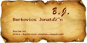 Berkovics Jonatán névjegykártya